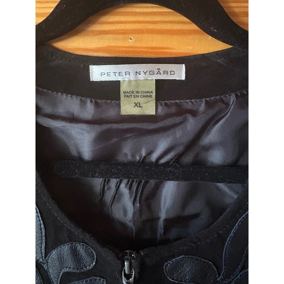 Vintage Peter Nygard Black Suede Leather Floral Vest Women's XL Western‎ Boho - Picture 3 of 7